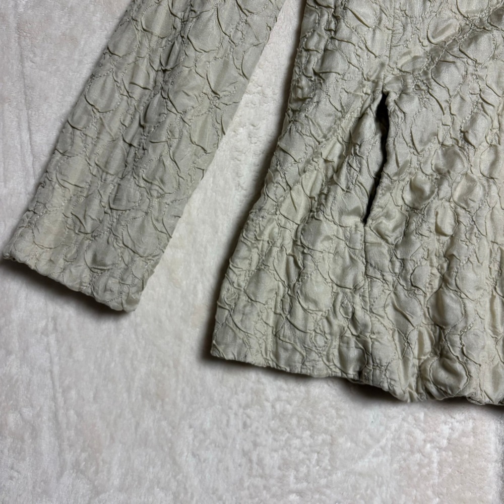 Eileen Fisher Womens Textured Jacket Beige‎ Button Front Size L Blazer Lagenook - Picture 4 of 14